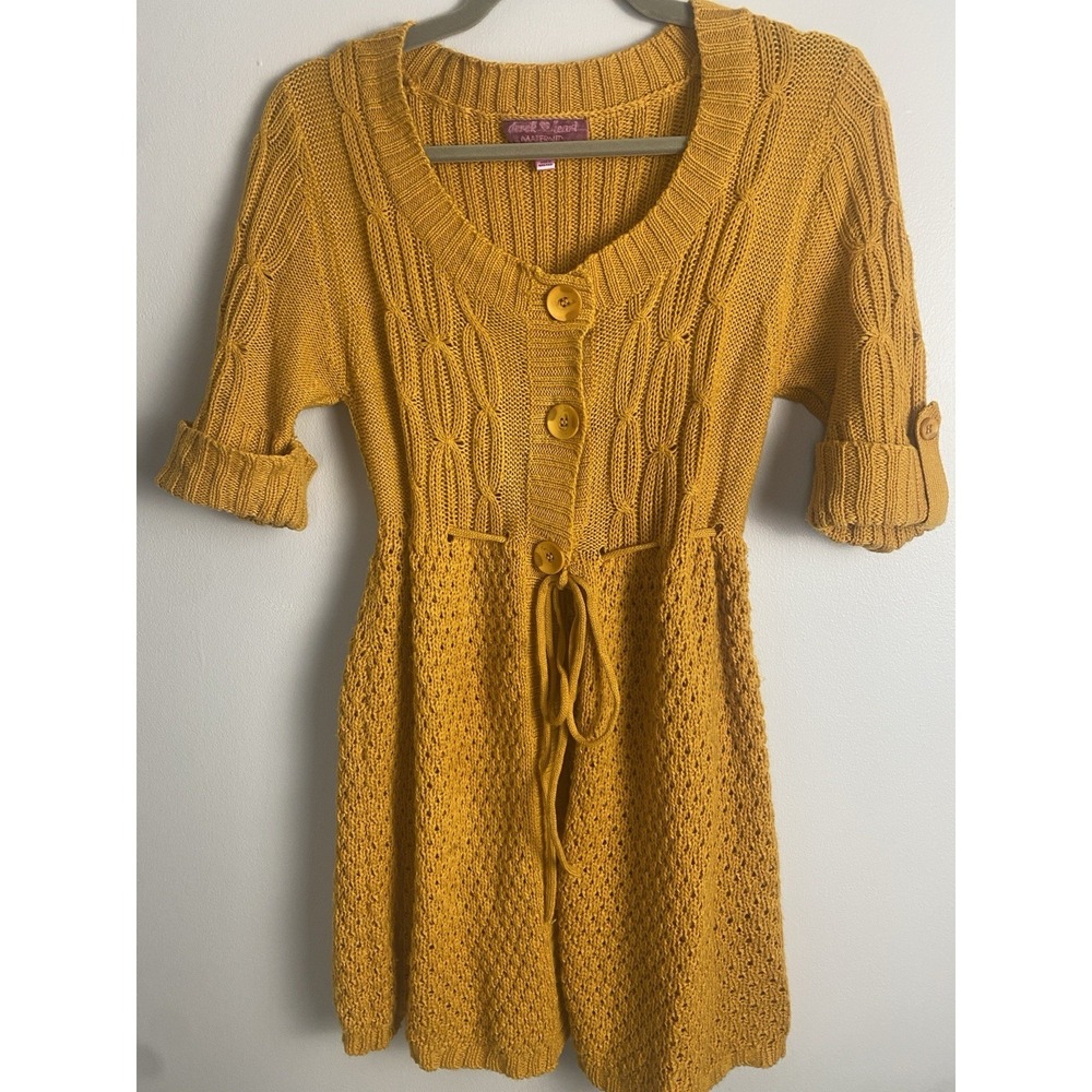 Derek‎ Heart Cable Knit Maternity Sweater Cardigan BOHO Business Casual Size L